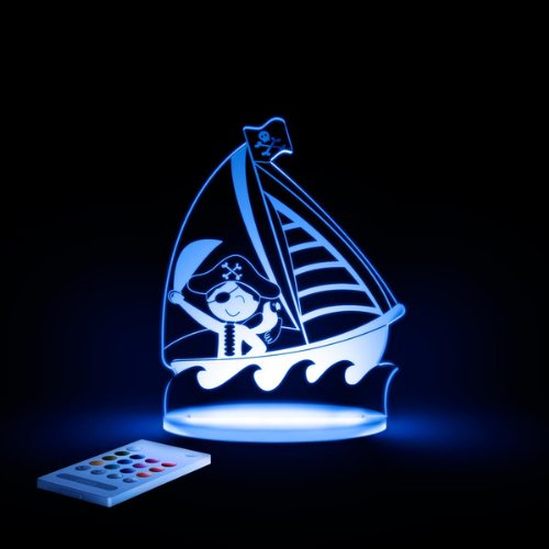 Pirate Ship Children's multi coloured LED Night Light with remote control. Choose colours, dimmer, set timer, auto colour and more!
