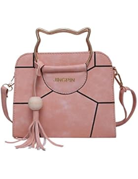 Zarupeng Mädchen Nette Katze Handgriff Handtasche Leder Crossbody Umhängetasche