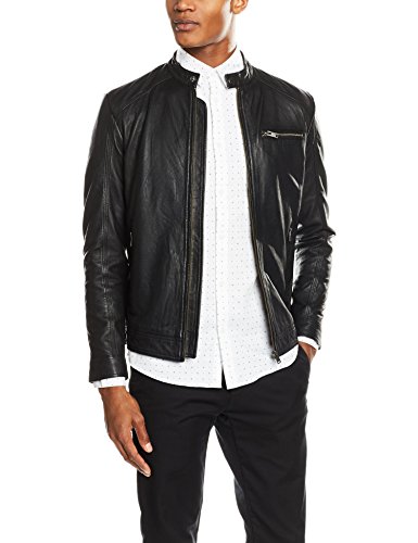 SELECTED HOMME Herren Lederjacke Jacke SHNNEW TYLOR LEATHER JKT NOOS, Gr. X-Large, Schwarz (Black)