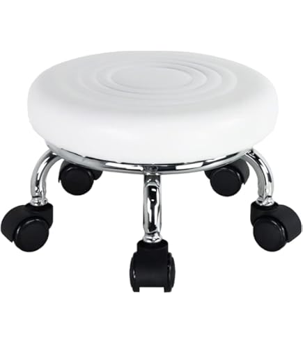 Tabouret Bas Roulant Rond - Avec Roulettes, Capacité Charge élevée, Gris, Pour Bureau, Salon, Atelier