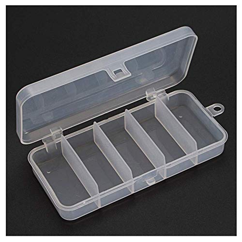 Maxpex 5 Compartiments Petites Boîtes de Rangement éTanche pour Leurres de Pêche, Boîte de Rangement Transparente en Plastique pour Leurre de Pêche et Petits Accessoires de Pêche