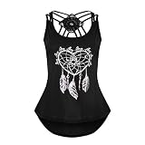 Yvelands Damen Weste Unterhemd ohne Arm T-Shirts Bandagen Hoch Tief Hinweise Riemchen Tank Tops Camisoles(Schwarz,M)