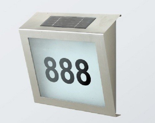 Preisvergleich Produktbild Solar Hausnummer mit LED Beleuchtung aus Edelstahl