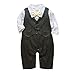ZOEREA Newborn Infant Toddler Boy Babys Long-sleeved Cotton Gentleman Cute Black Vest Tuxedo Romper Jumpsuit Clothing With Yellow Polka Dot Bowknot (Size 95)