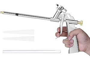 HIEEFI Pistolet Mousse Polyurethane, Mousse Expansive Pistolet Pu Mousse Main MéTal Calfeutrer Distributeur De Mousse Outil D'éTanchéIté Dispensing Argent