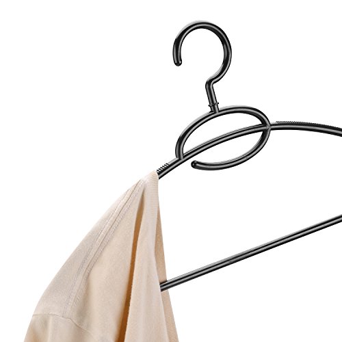 logei® 10St Kunststoff Kleiderbügel Wäschebügel Multifunktionsbügel plastic hanger Bügel mit Krawattenstange Anti-Rutsch Schwarz - 4