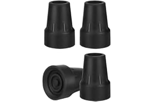 RY-EARL Krücken Gummi 19 mm (4 Stück), Gummifüße für Krücken, Gehstock Gummipuffer, Krücken Gummipuffer, Spazierstock Gummifuß, Krücken Gummi Rutschfest Schwarz