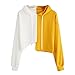 Produktbild Kapuzenpullover Damen Gelb Mumuj Mode Beliebt Frauen Patchwork Unregelmäßig Sweatshirt Mädchen Schüler Lässig Streetwear Urlaub Draussen Fitness Bluse Hoodie Lose Sommer Herbst Oberteile (Gelb, S)