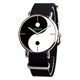 Modische Armbanduhr. Noopvan Damen Quarz-Armbanduhr, Yin-Yang, großes Zifferblatt, 8-Diagramm, taktische Taktik, legiert, analoge Armbanduhr für Teenager und Mädchen Antik one size fits all schwarz