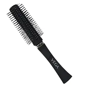 Vega Plastic Handled Round Brush, Black