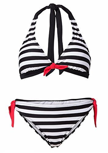 Damen Vintage Casual Streifen Bikini-Sets Push Up Bademode Badeanzug - 2