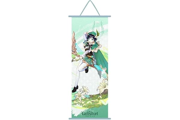 ZPPLD Genshin Impact Poster Genshin Impact Venti Poster à rouler, Grand poster anime, figurine d'anime, jeu vidéo, défilement, en tissu pour décoration murale, 70 x 25 cm