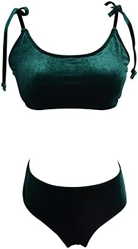Split Swimsuit Bikini Bra Strap With Gold Velvet Solid Color Swimwear Female