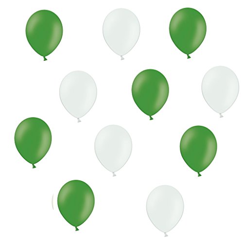 50 x Luftballons je 25 Weiße und Grüne - ca. Ø 28cm - 50 Stück - Ballons als Fanartikel, Fußball, Deko, Party, Länder - Farbe Weiß & Grün - Heliumgeeignet - Luftballons - Top Qualität twist4®