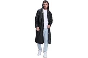 welsberg Poncho Pluie Imperméable avec Capuche et Manches, Cape de Pluie Réutilisable pour Adultes Unisexe, Taille Unique, noir