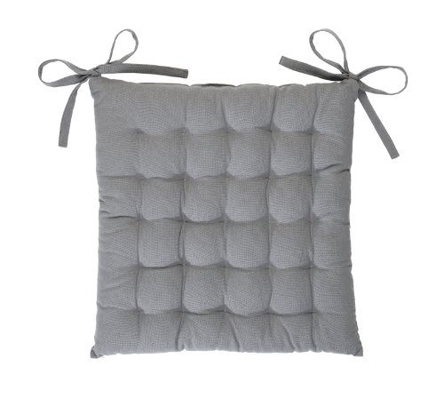 Stuco trends textile 1090-14 Stuhlkissen mit Bändern uni, 100% Baumwolle, circa 40 x 40 x 3 cm, grau