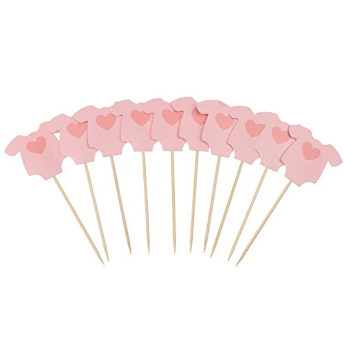 MagiDeal 10 Stück Baby Cupcake Toppers Kuchen Picks für Baby Shower Party – Hell-Pink, 13 cm - 4