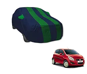 Auto Hub Double Stripes Navy Green Mirror Pocket Car Body Cover Compatible with Maruti Suzuki Ritz Model : 2011-2016 (Navy-Green)