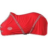 Fleecedecke Abschwitzdecke für Pferde mit 2 Kreuzgurten Anti-pilling-Fleece doppelter Brustverschluss, rot, Gr. 165 cm