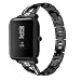 Produktbild Bescita Edelstahl Armband | X Typ Diamant Luxuriöse Mode Ersatz Uhrenarmband Metall Strap Stahlgürtel Uhr Erstatzband Wrist Band für Jugend-Uhr Xiaomi Huami Amazfit Bip (20mm) (Schwarz)