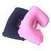 Produktbild PEIUJIN 2PCS Nackenkissen / Pillow aufblasbar aus superweichem Beflockung Kissen mit hygienischer Pumpen-Technologie, Reisekissen, Nackenkissen für Reise unterwegs in Bahn, Flugzeug, Zug (Rosa+Blau)