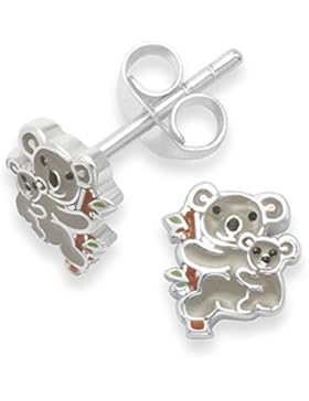 Sterling Silber Children's Koala-Ohrringe-Ohrstecker Emaille Größe: 7mm x 6 mm 5937. in Geschenkbox