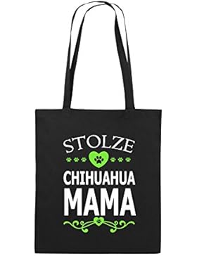 Comedy Bags - Stolze Chihuahua Mama - HERZ - Jutebeutel bedruckt, Baumwolltasche zwei lange Henkel aus 100 % Baumwolle...