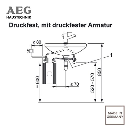 AEG 230768 DDLE 13 Kompakt elektronischer Durchlauferhitzer wählbare Leistung EEK A, 11 oder 13,5 kW - 7