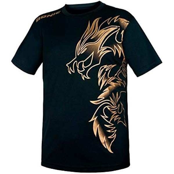 DONIC T-Shirt „Lion“ – Funktionsshirt Mit Löwenmotiv, Polyester, In Schwarz/gelb, Größe L
