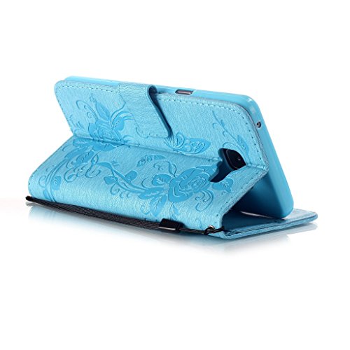 Samsung Galaxy A5 2016 Model/A510 Hülle [Bildschirmschutz aus gehärtetem Glas], Grandoin Retro Leder Foliant Stoßabfangende Hülle, exzellente Qualität buntes elegantes Muster Design Premium PU Verschluss genaue Passform Riemen-Leder Geldbörse schützende Schnapp-Hüllen-Abdeckung für Samsung Galaxy A5 2016 Model/A510 mit [Kreditkarten Einschub] Ständer Funktion - 4