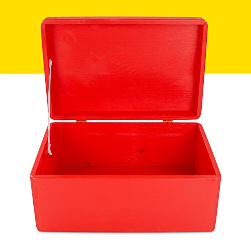 Universal Holzkiste mit Deckel für Aufbewahrung – Kiefer Rot Lackiert – ca. 30 x 20 x 14 cm – FSC zertifiziert – Venkon - 3