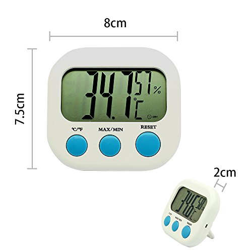 MOONPOP °C/°F Groß LCD Display Digitaler Elektronisches Thermometer Luftfeuchtigkeitsmesser Hygrometer Monitor 3 Ausdruck mit Batterie (Thermometer) - 2
