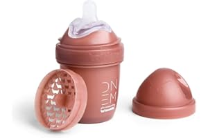 Herobility Double Anti-Colic Baby Bottle | Award-Winning Hero Baby Bottles | Soft Breast-Like Teat, Easy Mixing Lid & Net | Safe & Environment Friendly Materials | 140ml/5 fl oz Woodchuck