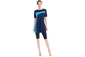 BLUESNOW Rash Guard BeachwearModest Swimwear for Women Short Sleeve Swimsuit Burkini Modesty Costume Plus Size