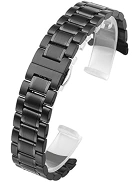 JSDDE massiv Edelstahl Uhrenarmband gebogene Ende Strap massiv Edelstahl Metallarmband mit Schmetterling Schließe...