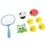 MagiDeal Kinder Angelspiel, Satz Von 7 Mini Niedlichen Tier - Kuh+Frosch+Marienkäfer+Duck, Badspielzeug-Set Geschenke