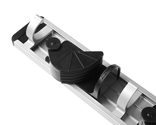HomySnug Gerätehalter – Aluminium Wandhalter Ordnungsleiste für Besen, Mopp und Gartenwerkzeuge mit 5 Haken und 4 Schnellspannern - 6
