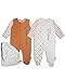 The Essential One - 2 Pack Baby Unisex Star Sleepsuits Babygrows - Orange Beige - 6-9 Months - ESS146