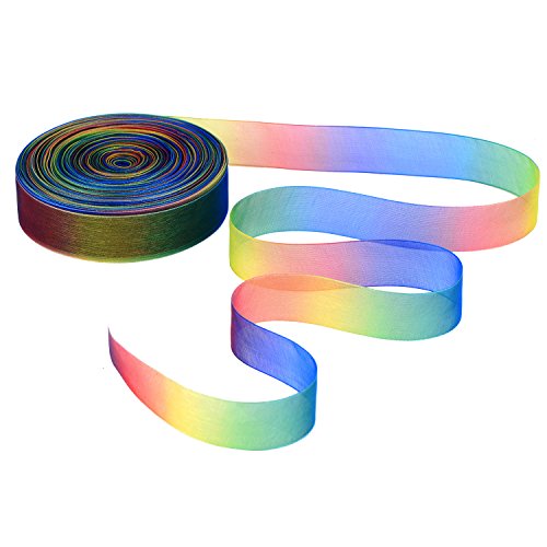 Shappy 50 Yard 1 Zoll Schimmer Sheer Organza Band, Regenbogen Farben - 5