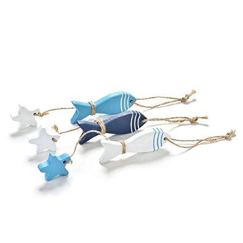 Ishua-Ornements-en-Bois-Etoiles-de-Mer-en-Bois-Murale--Suspendre-Dco-Bois-Poisson--Suspendre