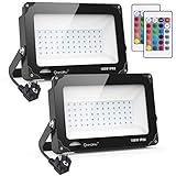 ★【MULTICOLOR Y REGULABLE】 Con el control remoto de 21 teclas, puede ajustar el brillo del foco de 100W RGB LED o cambiar 11 colores y 2 modos.