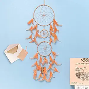 Mehruna Dream Catchers Wall Hangings for Home Decor Bedroom Livingroom Balcony Car Handmade Dreamcatcher with Lightening for Positivity Feathers Wall Decoration Items for Kids Room|17 x 1 x 80 cm