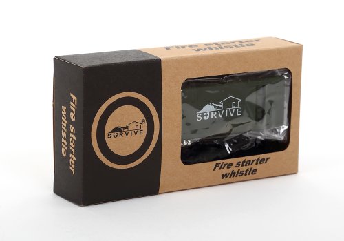 Survivel Magnesium Feuerstarter Feuerstahl Feuerstein Zündstein Flint Firestone + Pfeife mit 10,000 Zündungen - 5