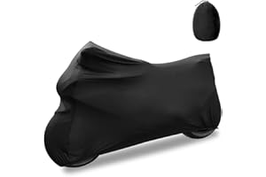 ‎ERATO Erato Indoor Motorradabdeckung, Elastische Motorrad Stretch Stoff Motorrad Abdeckung Staubschutzabdeckung Indoor Atmungsaktiv UV Staubschutz für Garage, 104 x 41 x 49 inches, Schwarz