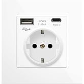 MAGIC SELECT Wall Plug 250V 16A Recessed | 1 Outlet, 2 USB-A, 5V 2100mA Fast Charging, European Indoor