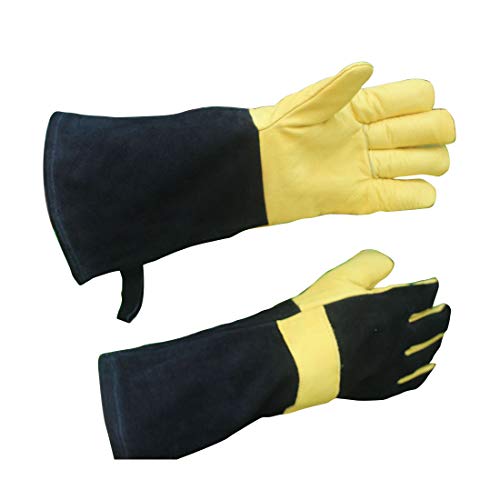 détail FELICIKK Gants de soudage électriques Barbecue Four à Micro-Ondes Activités de Plein air Gants Gants de Protection Anti-brûlure à Haute température (Color : Yellow with Black)