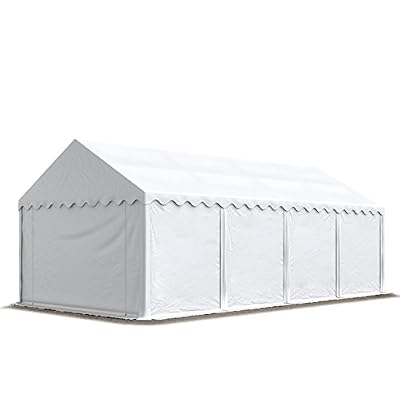 Abri / Tente de stockage ECONOMY - 4 x 8 m en blanc - toile PVC 500 g/m² imperméable / protection contre les rayons UV (80+) / structure robuste en acier galvanisé