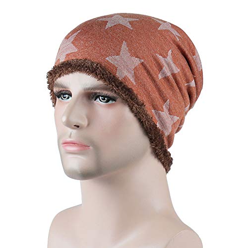 Diadia Winter Beanie Hat Scarf Set Warm Knit Hat Thick Fleece Lined Winter Hat & Scarf for Men Women Shadow Domain Beanie Hat (Orange)