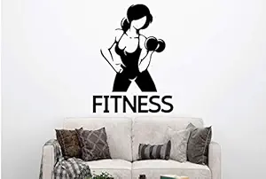 VVWV Women Gym Lover Wall Stickers for Home Living Kids Bed Room Hall Kitchen Wall Decor Stickers PVC Vinyl Decals L X H 50 X 90 CMS