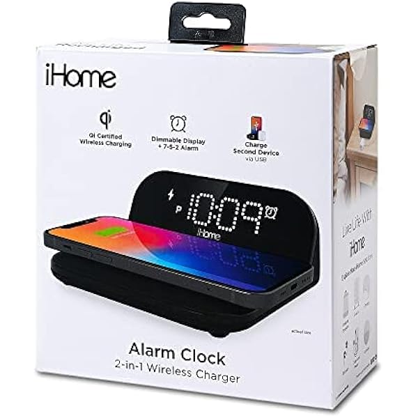 IHome POWERVALET (iW18) Compact Alarm Clock With Qi, 47 OFF